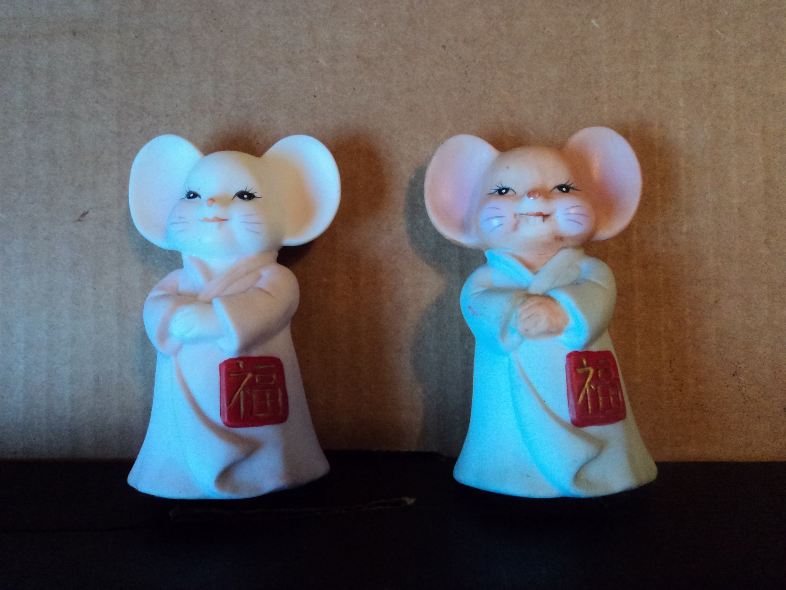 Vintage Salt & Pepper Shakers Pair Geisha Mice Kimono