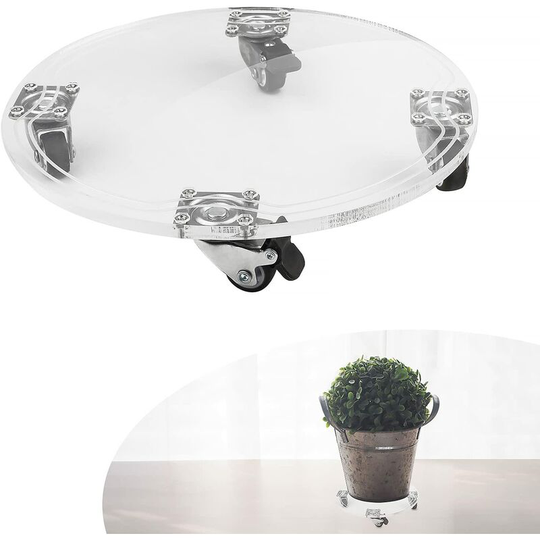 Readcly - Wheeled Pot Stands, Diameter 26 x 4.5, Acrylic Plant Trolley, Plant Holder on Wheels, Plant Pot Trolley for Garden, Indoor and Outdoor,
