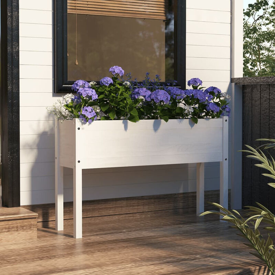 Asupermall - Garden Planter White 110x31x70 cm Solid Pinewood
