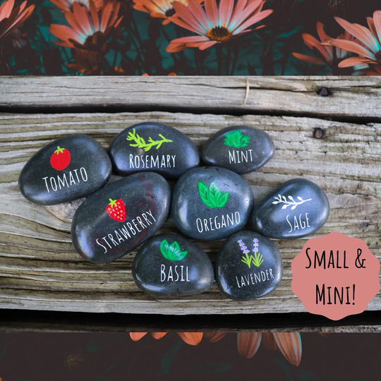 Garden Marker Rocks, Veggie, Fruit, Herb Labels, Natural Stone Plant Tags, Hand-Painted Rocks For Garden, Spring, Gardening, Planting, Tools