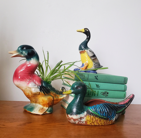 Collection Of Vintage Duck Planters // Decor Houseplant Pots Instant Planter