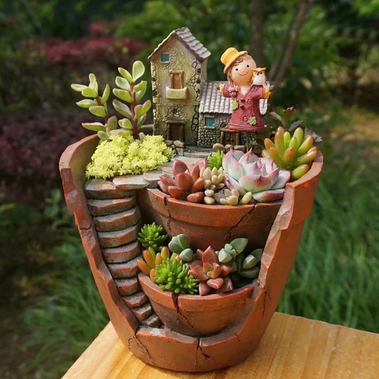 Farmhouse Flower Pot, Bonsai Animal Plant Pot For Succulents Plants, Planter, Ornament