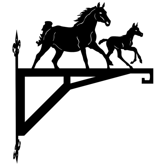 Horse Mare & Foal Modern Contemporary Hanging Bracket