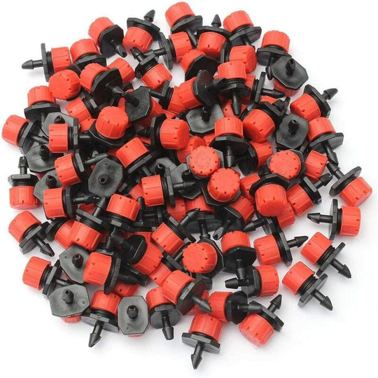 200-Pack 8-Hole Irrigation Drippers Red Adjustable Flow Garden Irrigation Nozzle Garden Accessories Micro Drip Nozzles for Lawn, Garden, Herb
