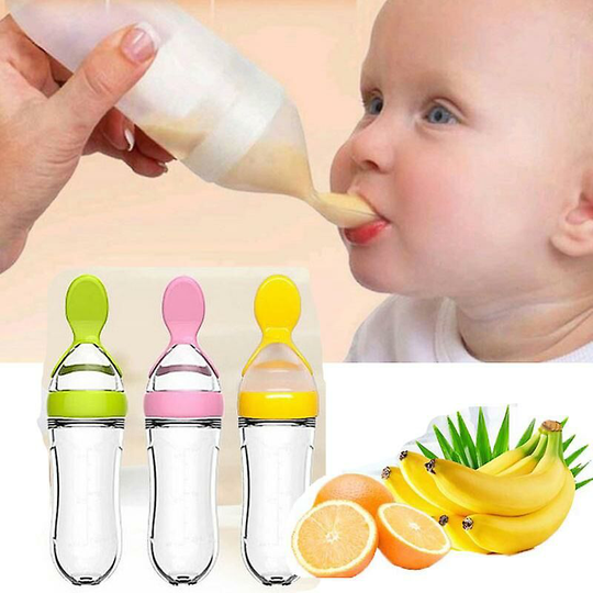 Sun Flowergb - Baby Spoon Feeding Bottle Dropper Silicone Spoons For Feeding Medicine Kids Toddler Cutlery Utensils Kids Accessories Newborn white