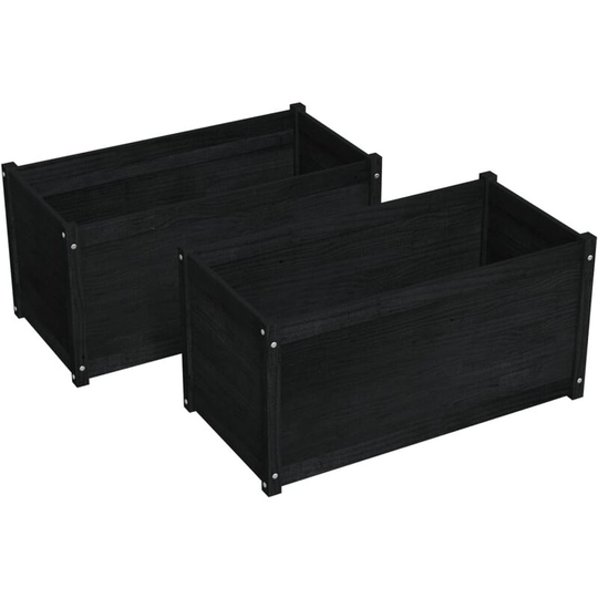 Garden Planters 2 pcs Black 100x50x50 cm Solid Pinewood Vidaxl Black