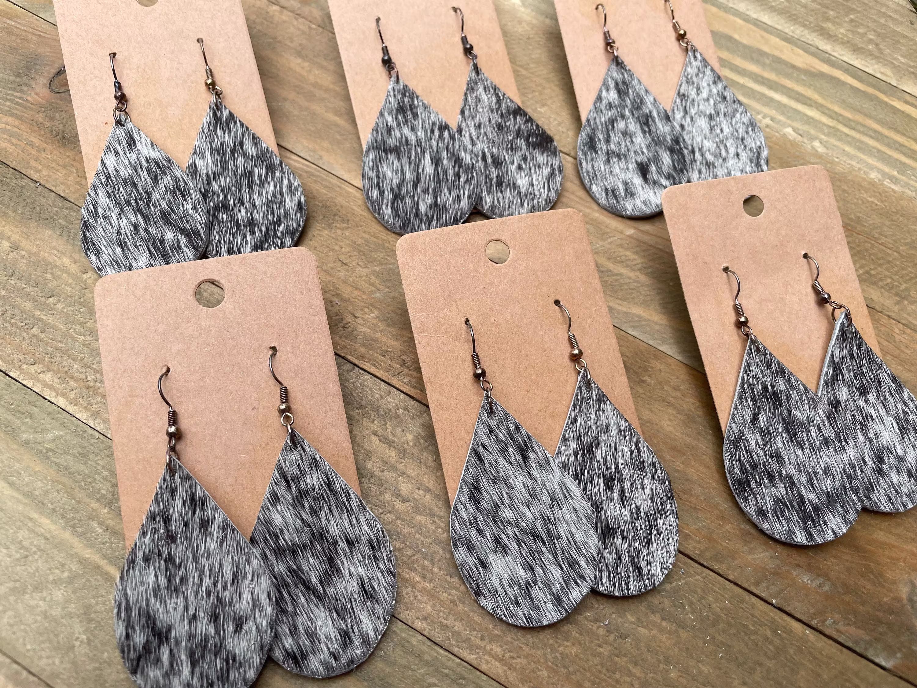 Cowhide Earrings | Salt & Pepper