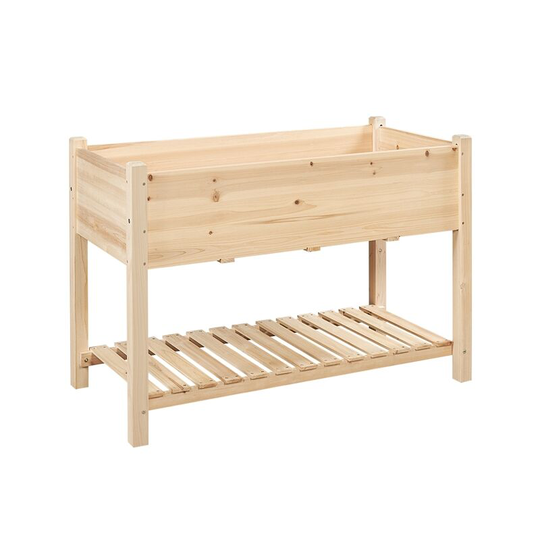 Elevated 2 Tiers Garden Bed for Vegetables/Flowers/Herbs,Wood - wood - Yaheetech