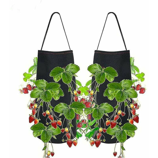 Strawberry planting bags. Set of 2 hanging strawberry planters. Premium Breathable Fabric Pot Container with Holes and Strap Handles for Garden Tiller