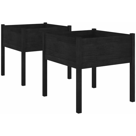 Vidaxl - Garden Planters 2 pcs Black 70x70x70 cm Solid Pinewood Black