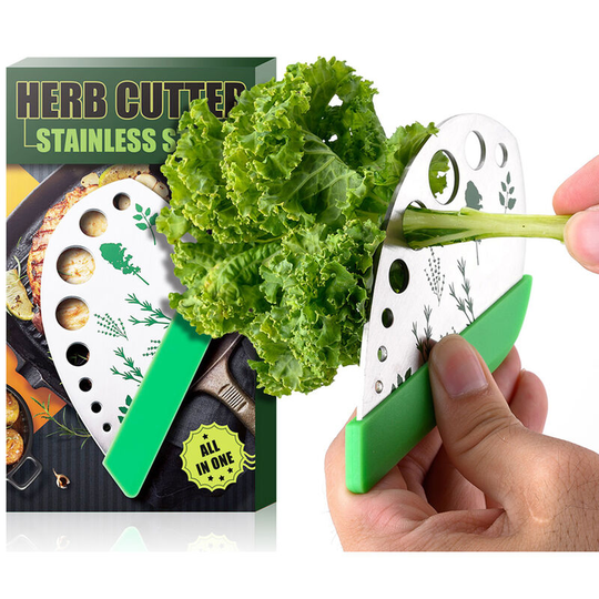 Lifcausal - Herb Stripper Stainless Steel 9 Holes Leaf Razor Vanilla Kale Chard Cutter Peeler Kitchen Gadget