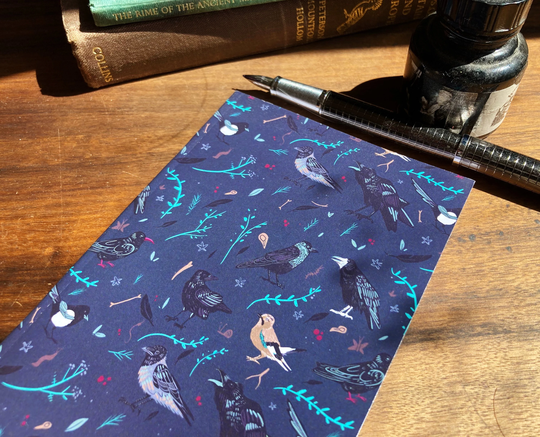 Crows Of Britain - A6 | 4.1 X 5.8 InchBlank Sketchbook. Birds, Magpie, Crow, Raven, Botanic, Witchcraft, Cute Notebook, Bird Lover Gift