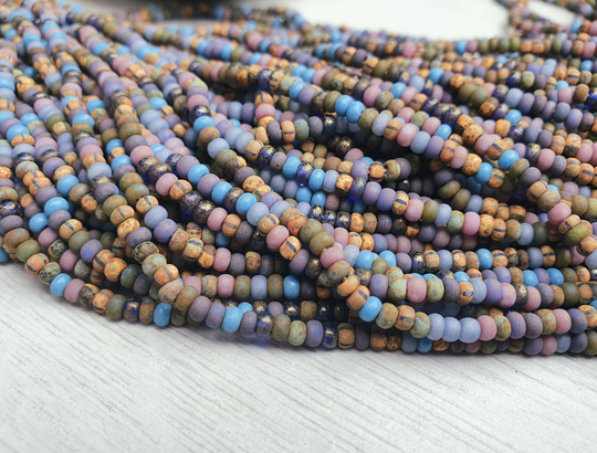 8/0 Dark Frost Picasso Seed Bead Mix | 3.1mm Beads Full Strand