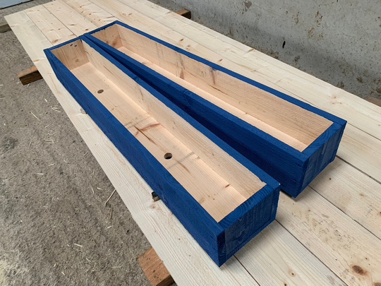 2 X 165cm/5Ft, 6Inch Long Wooden Garden/Herb Planters - Painted Cuprinol Barleywood Blue Ready Assembled With Fast&free Delivery