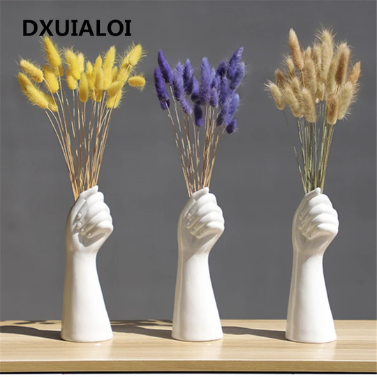 4 Colors Modern Ceramics Vase Nordic Style Golden Hand Vase Flowers Home Office Decor Creative Floral Composition Living Room Ornamen