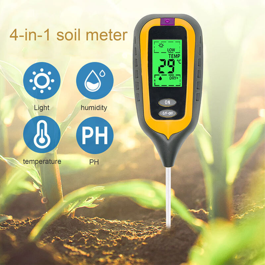 Soil ph Meter Soil Moisture Meter 4-in-1 Soil Tester for Moisture Light pH Temperature Lawns Farm Plants Herbs