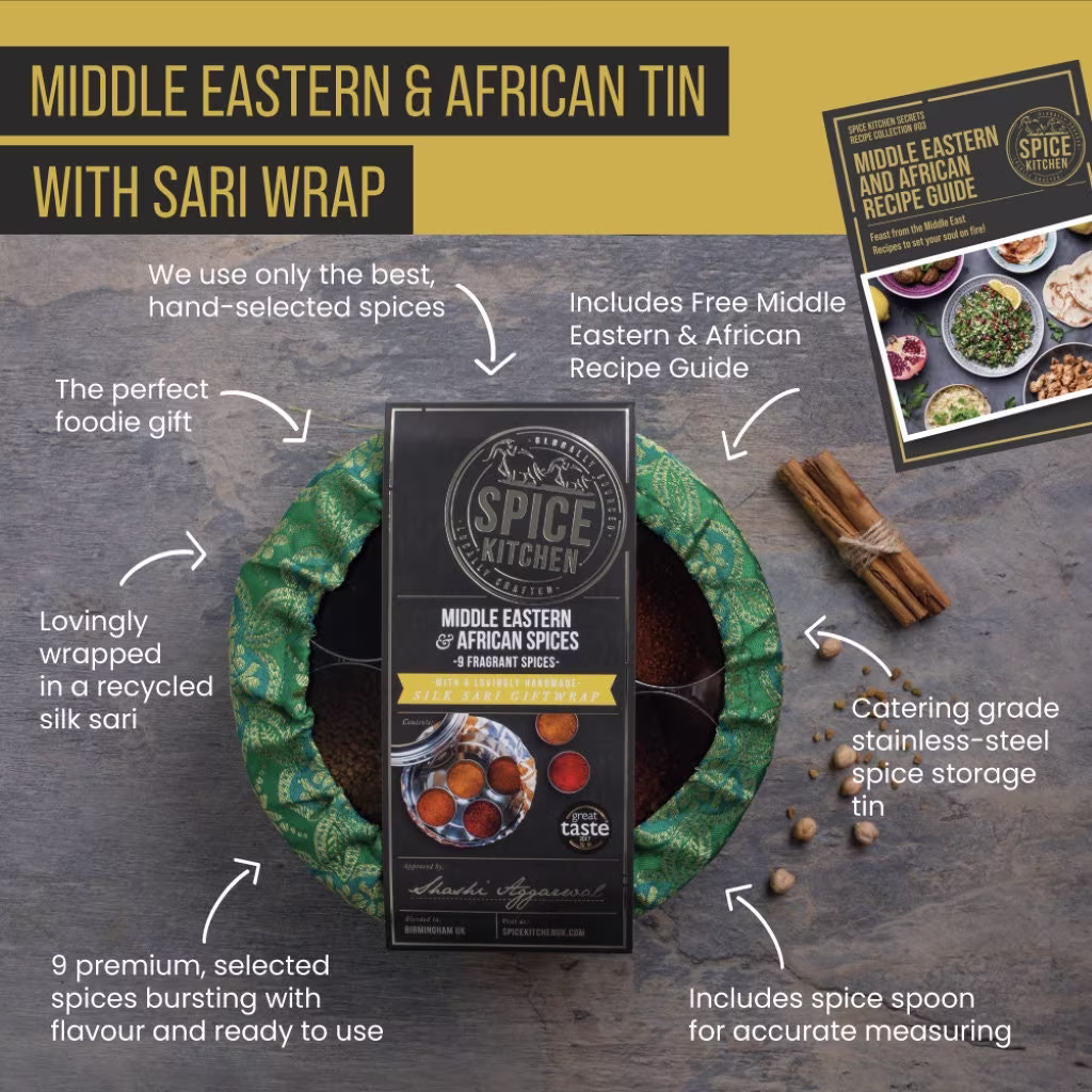 Spice Kitchen African & Middle East Tin With Giftwrap - Gift For Foodie Ras El Hanout Baharat Harissa Za'atar