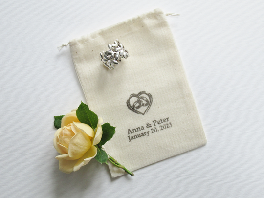 Wedding Ring Bag, Cotton Drawstring Day Holder & Memento Keepsake