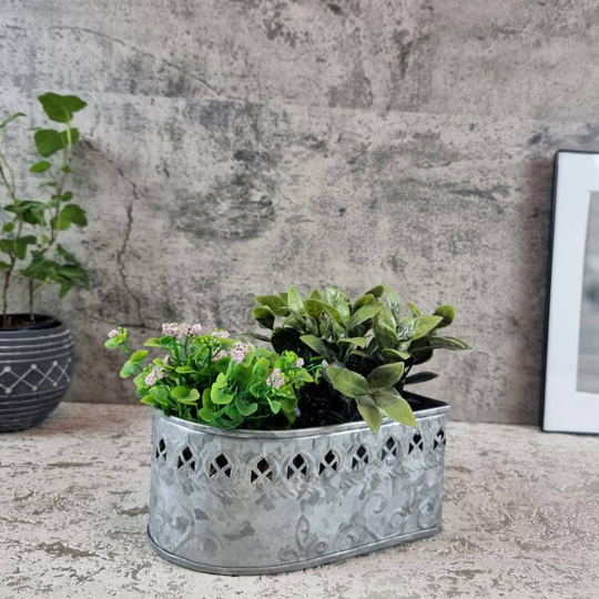 Galvanised Metal Heart Shaped Pot Planter