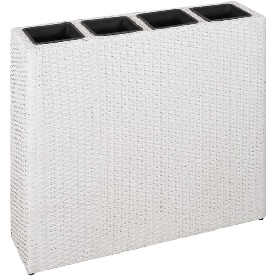 Topdeal - Garden Planter with 4 Pots Poly Rattan White VDTD29559