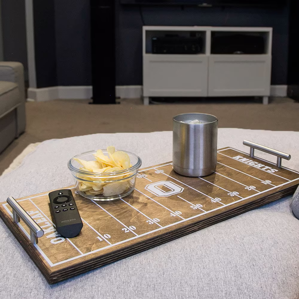 Personalized Football Serving Tray | Field With Handles Season Decor Rustic Party