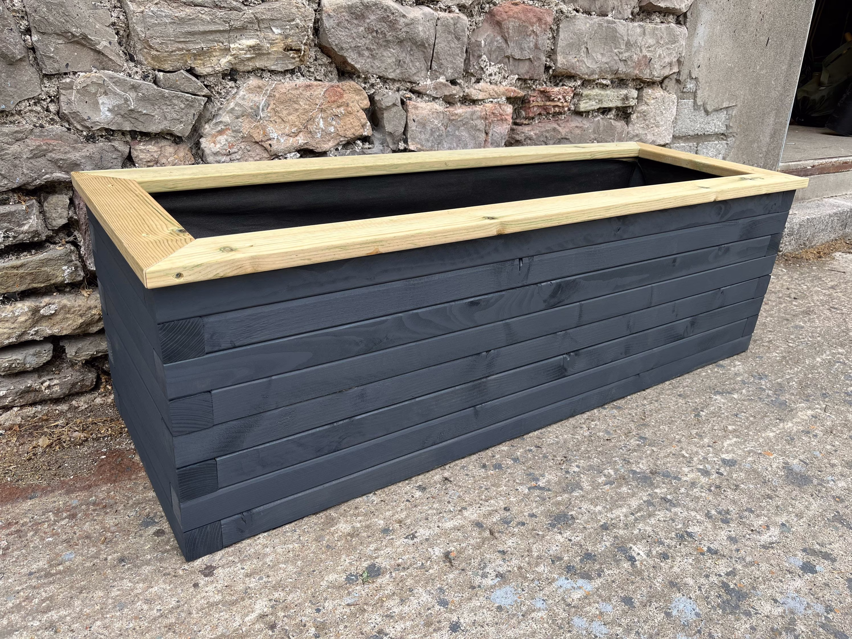 Premium Handmade Wooden Garden Planter Trough. Somerset+ Style Raised Bed Box For Outdoors. Pressure Treated Sleeper Stylish Tall Castors