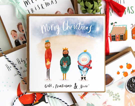 Quirky Christmas Card Pack For 2021 - Funny Three Wise Kings Greetings Illustrated Festive Cards By Katy Pillinger, UK