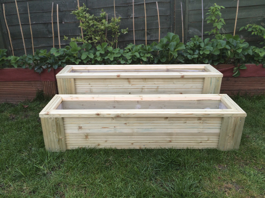 Deluxe Wooden Planter With Free Liner Outdoor Herbs Plants Flowers Shrubs Decorative Flowerbed Accessory Garden Trough Decking Pot
