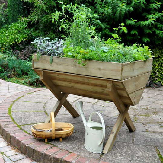 Forest - Sturdy Wooden High Level Kitchen Garden Trough Planter
