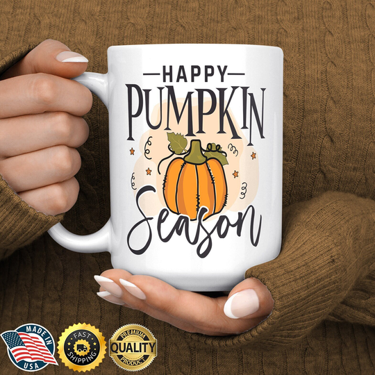 Fall Mug - Autumn Happy Pumpkin Season Lover Vibes Spice Sweater Weather Birthday Gift