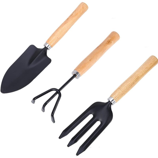 Tinor - 3 pcs Mini Gardening Tools, Gardening Kit Set of Small Shovel Spade Small Rake Handle for Garden Plants Indoor Outdoor