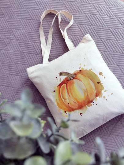 stofftasche Kürbis, Herbst Beutel, Shopper, Baumwolltasche, Langen Henkeln, Leinentasche