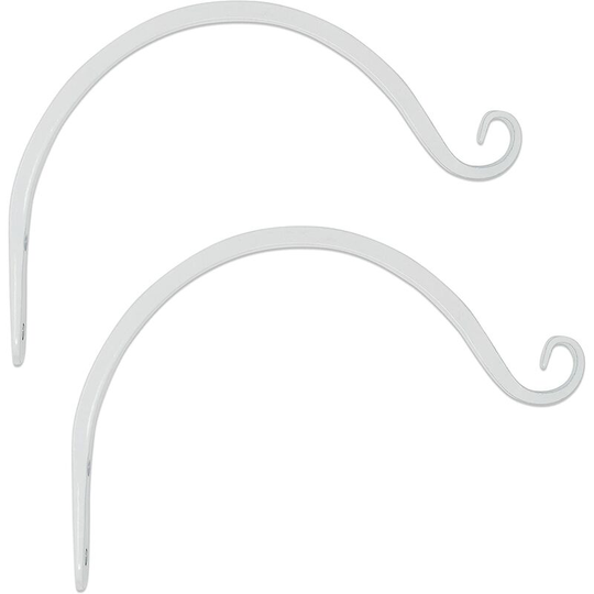2 Pack Hand Forged Curved Hook, 8 Inch, For Bird Feeders, Planters, Lanterns, White