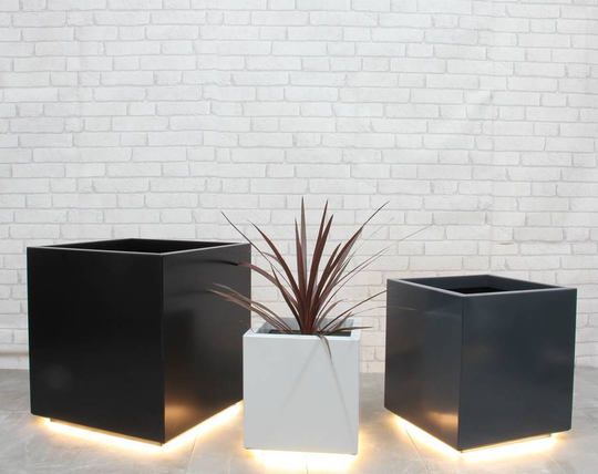 Cube Garden Planter With LED Lights, Grey/White/Black