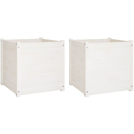Garden Planters 2 pcs White 60x60x60 cm Solid Pinewood Vidaxl White