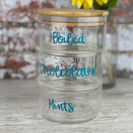 Stackable Glass Bamboo Eco Space Saving Storage Jars