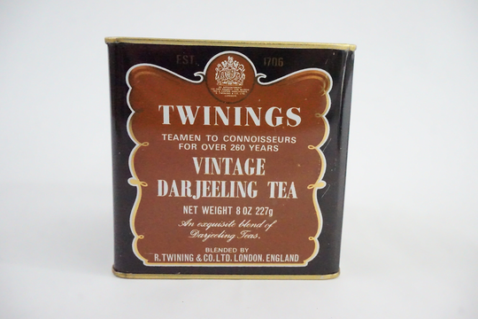 Twinings Tea Tin, Metal Empty Vintage London Advertising, Darjeeling Tea, No Upc Code 8 Oz Free Ship