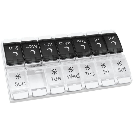 Ilovemilan - Pill Organizer 2 Times a Day, Weekly Pill Box 7 Day am pm with Large Compartments, Pill Container and Push Openning Design for Medicines