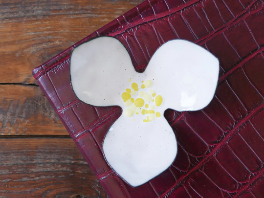 Trillium Enameled Copper Bowl Flower Ring Dish Hand Forged Salt Cellar Enamel Small