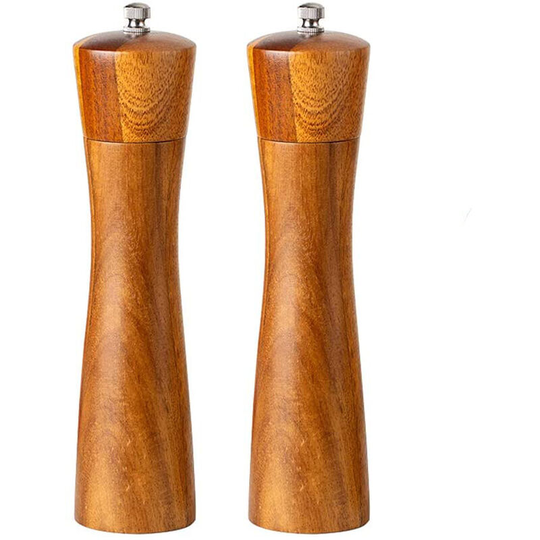 Wooden pepper mill, wooden spice mill, salt and pepper mill 2 pieces, manual, wooden