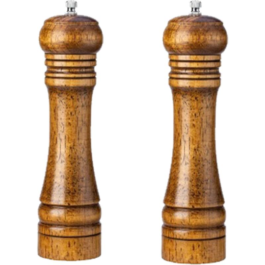 Salt and Pepper Grinder Mill Spice Shaker Solid Wood with Adjustable Ceramic Grinder Kit 2pcs 8 inch color box