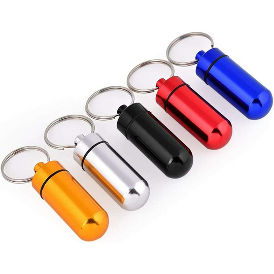 5 pieces pill box, color aluminum alloy pill box, waterproof, outdoor camping daily use