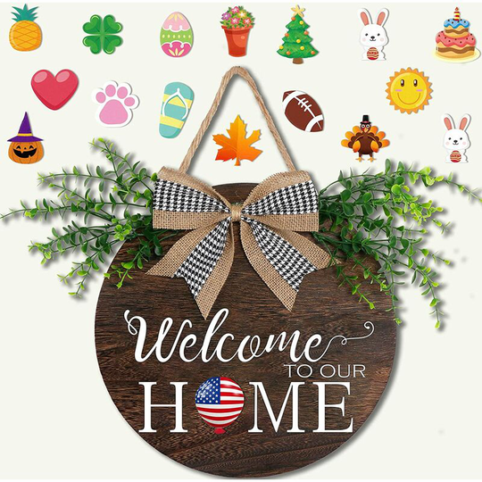 Bearsu - Seasonal Welcome Sign Front Door Porch Decor,