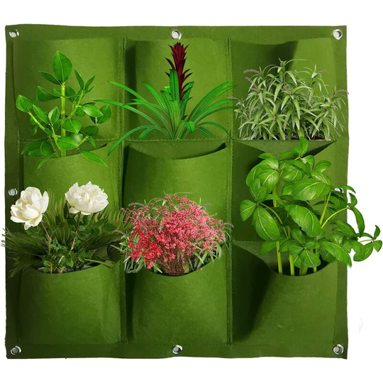 Wall-Mounted Garden Planting Bag for Plants Hanging Planting Bags Vertical Planter Planter 9 Pockets Wall-Mounted Flower Pot for Indoor Gardening,
