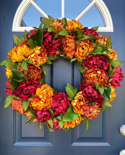 Fall Wreath, Best Seller, Farmhouse, Wreath, Boxwood, Peony, Lambs Ear All Season, , Berry Wreath Door, Hydrangea