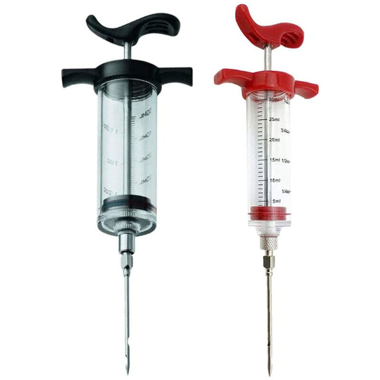Turkey sauce, seasonings, marinades, spices, barbecue, sauce injection tools (2 pieces black + red)