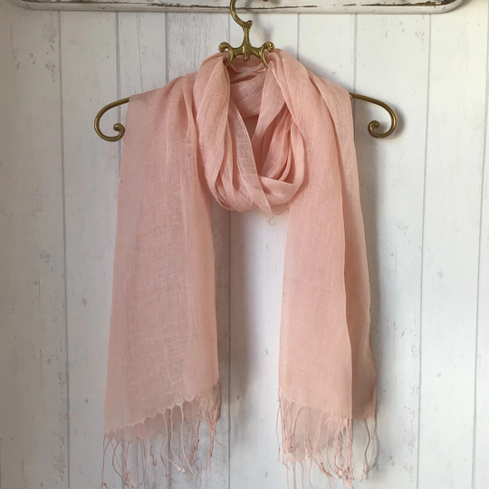 Pink Linen Scarf/Linen Scarves 100% Pink Scarf /Linen Wrap - New Season Look