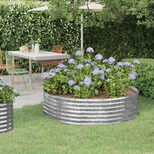 Asupermall - Garden Planter Powder-coated Steel 140x140x36 cm Silver