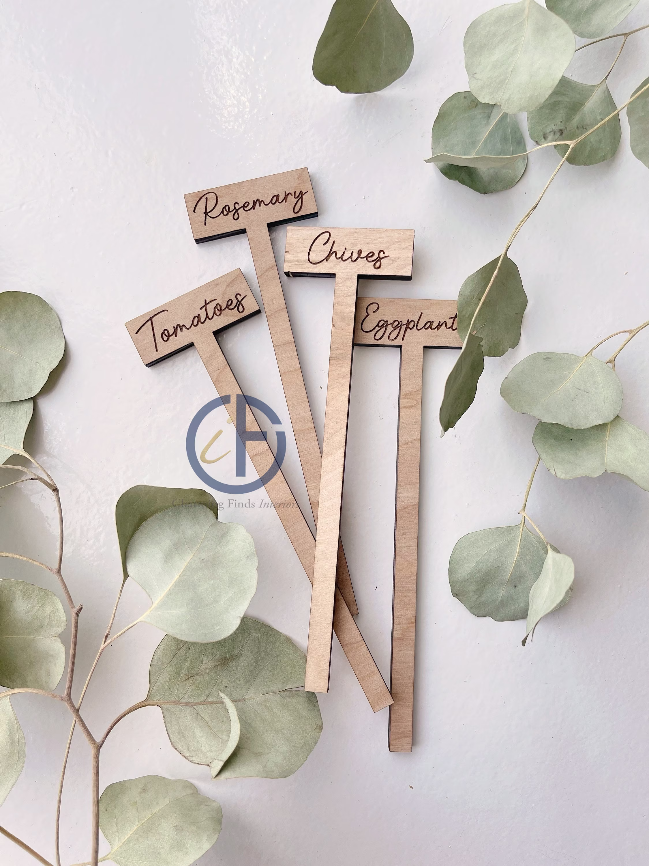 Set Of Plant Markers | Potted Sign Herb Marker Stake Wood Indoor Garden