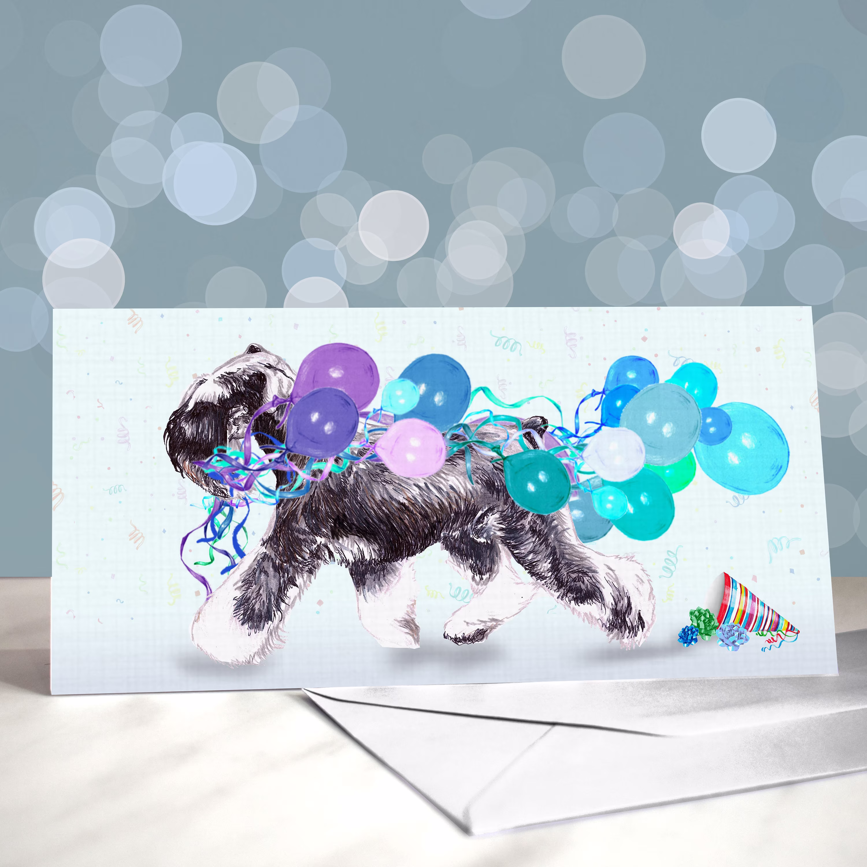 Miniature Schnauzer Birthday Greeting Cards/Pepper & Salt Blank Inside Card From The Dog Favourite Breed On Gift